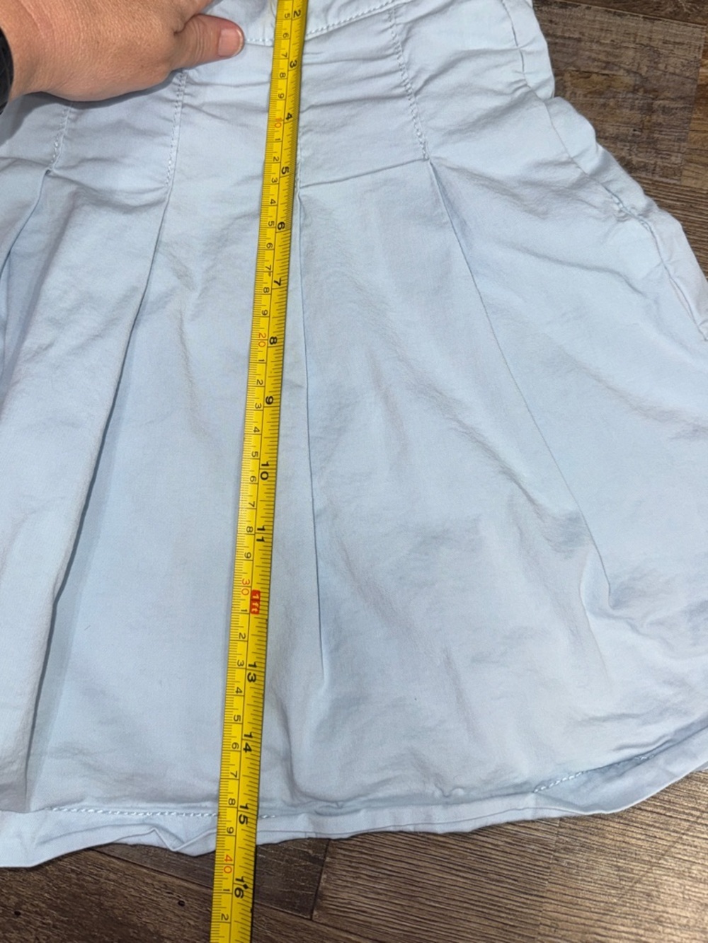 American Eagle Light Blue Pleated Mini Skirt Size 4 Regular Back Zip Preppy - Picture 5 of 10